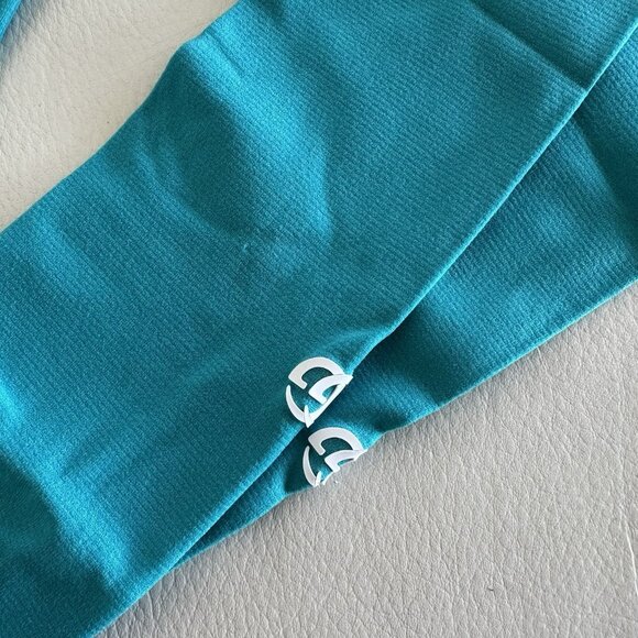 NEW GUCCI TIGHTS BLUE WHITE LOGO GG Sz M 100% Authentic - Picture 5 of 6